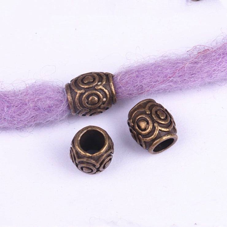 Wig Accessories Reggae Dirty Braid Decorative Beaded Headwear Braided Large Hole Beaded DIY Hair Accessories Retro Alloy Beads