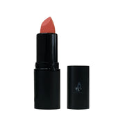 Lipstick with black casing and visible brand logo on a white background