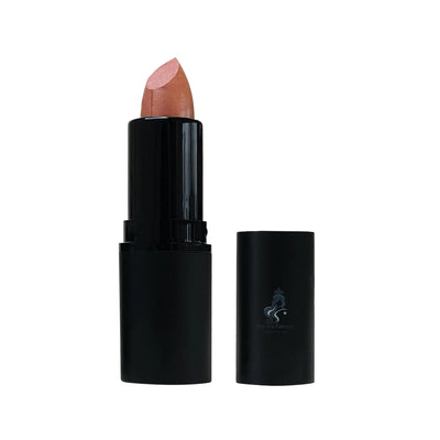 Lipstick with black casing on a white background