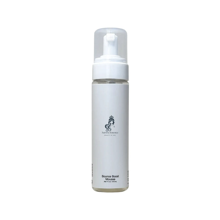 Foam bottle labeled 'Bounce Boost Mousse' on a white background