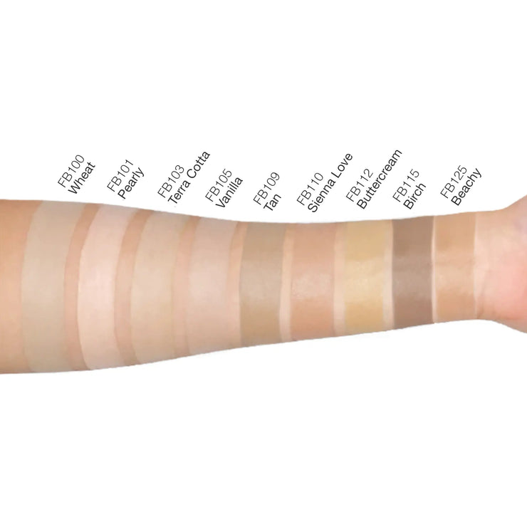 Color swatches of BB Cream on a arm with corresponding color names
