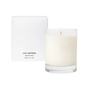 Candle with a white label on a white background