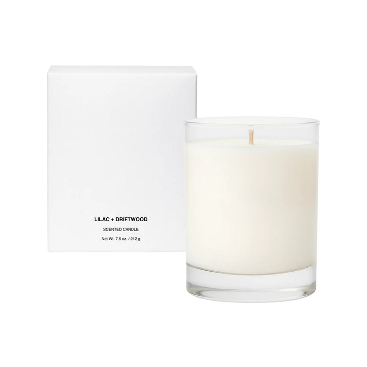Candle with a white label on a white background