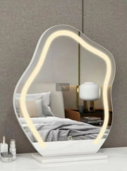 Large Makeup Mirror Cloud Shape Vanity Mirror 3 Colors LED Lights 220V